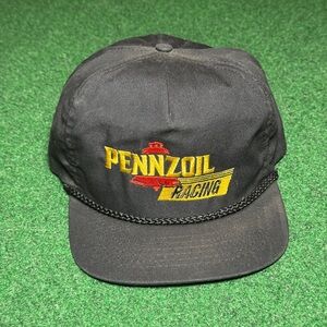Pennzoil Racing Embroidered Vintage Snapback 80s 90s Black Cap Hat